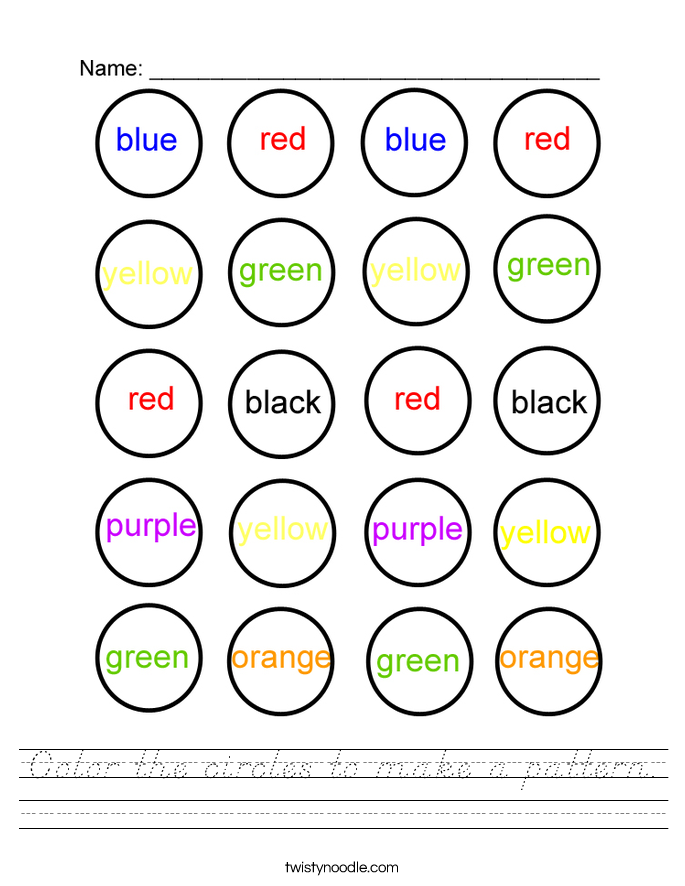Color the circles to make a pattern. Worksheet