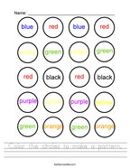 Color the circles to make a pattern Handwriting Sheet