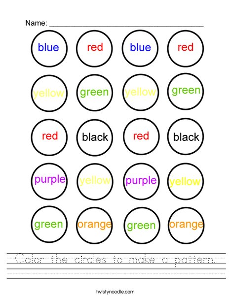 Color the circles to make a pattern. Worksheet