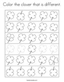 Color the clover that is different Coloring Page