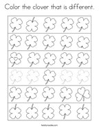 Color the clover that is different Coloring Page