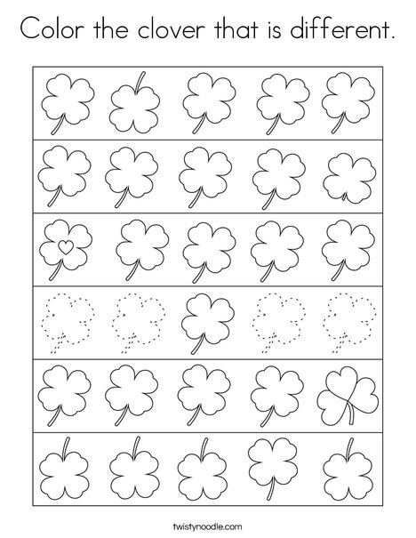 Color the clover that is different. Coloring Page
