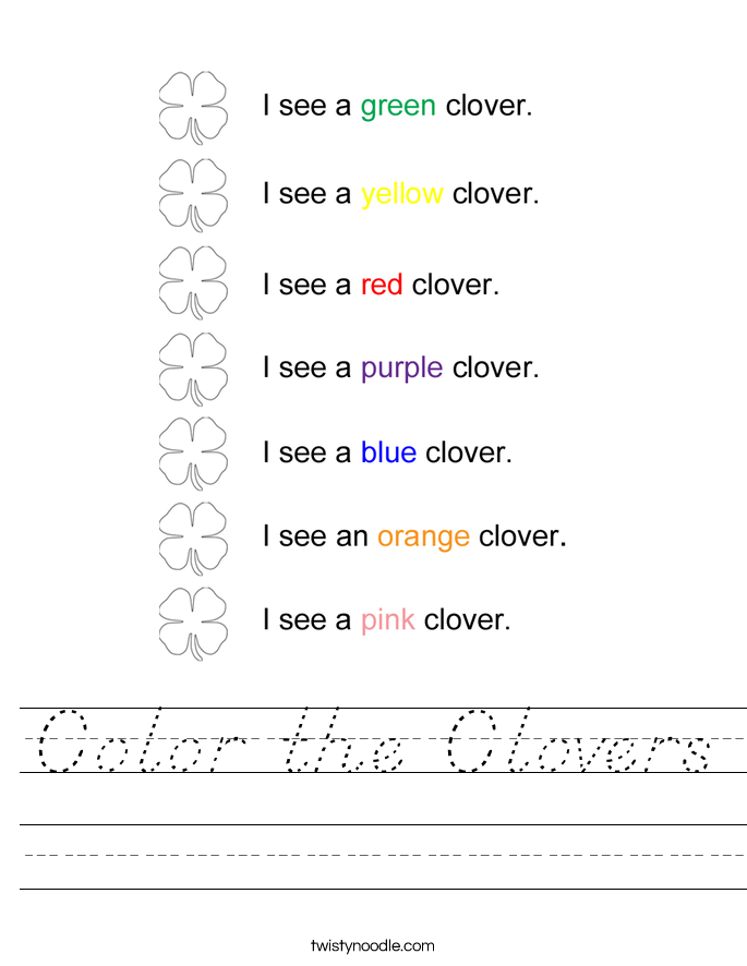 Color the Clovers Worksheet