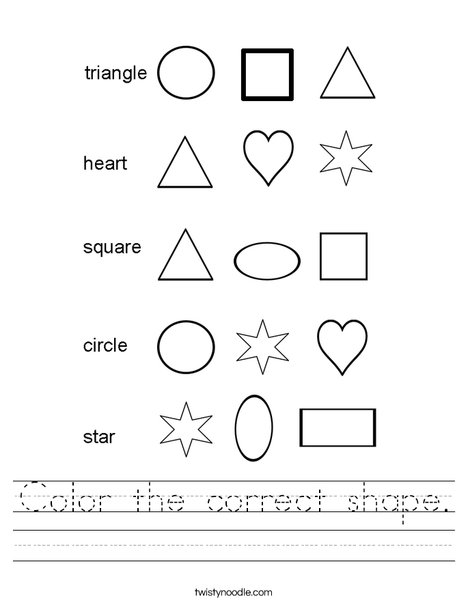 Color the correct shape. Worksheet
