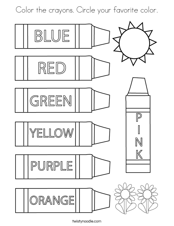 Color the crayons. Circle your favorite color. Coloring Page