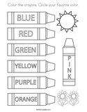 Color the crayons Circle your favorite color Coloring Page