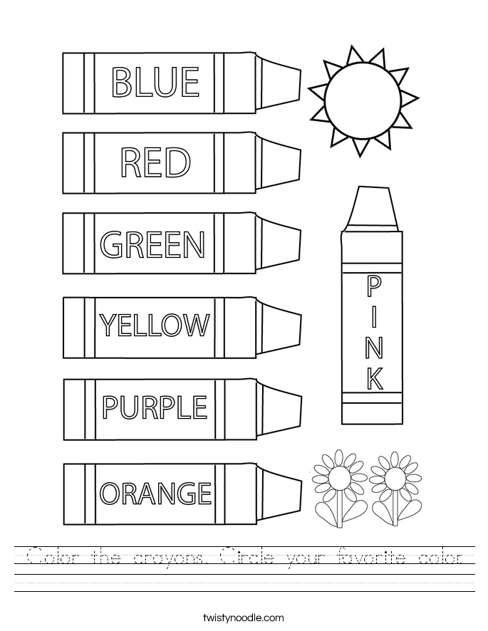Color the crayons. Circle your favorite color. Worksheet