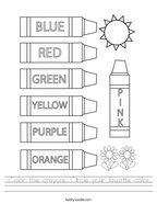 Color the crayons Circle your favorite color Handwriting Sheet