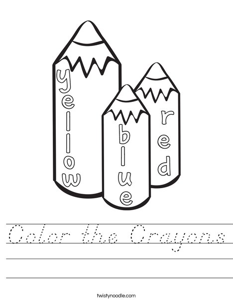 Color the Crayons Worksheet - D'Nealian - Twisty Noodle