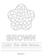 Color the dots brown Handwriting Sheet