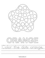 Color the dots orange Handwriting Sheet
