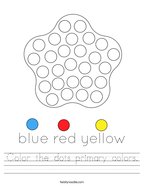Color the dots primary colors Handwriting Sheet