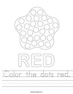 Color the dots red Handwriting Sheet