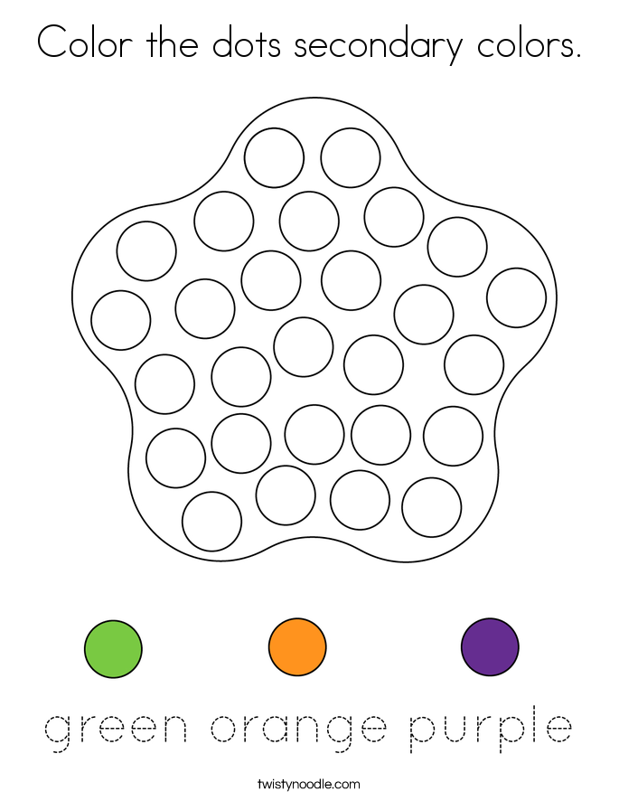Color the dots secondary colors. Coloring Page