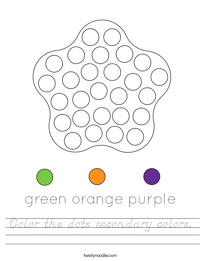 Color the dots secondary colors. Worksheet