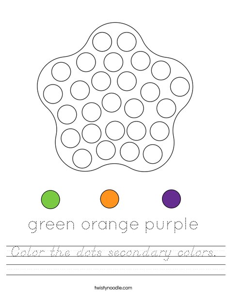Color the dots secondary colors. Worksheet