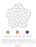 Color the dots secondary colors. Worksheet