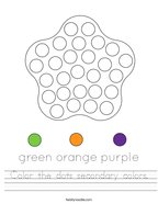 Color the dots secondary colors Handwriting Sheet