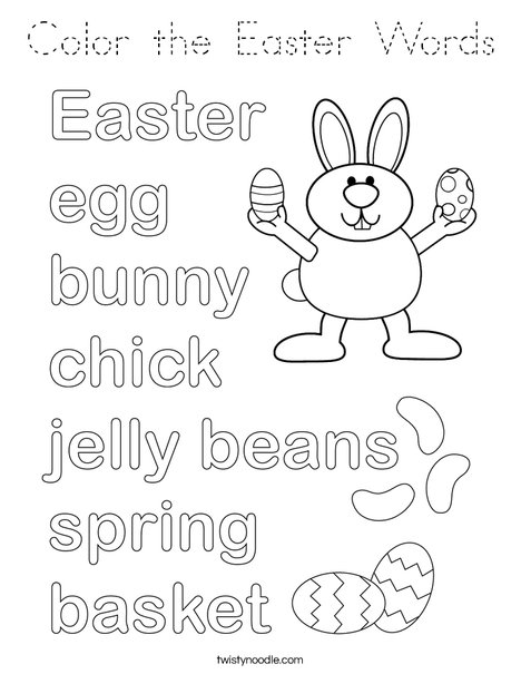 Color the Easter Words Coloring Page