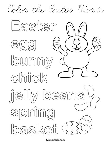 Color the Easter Words Coloring Page