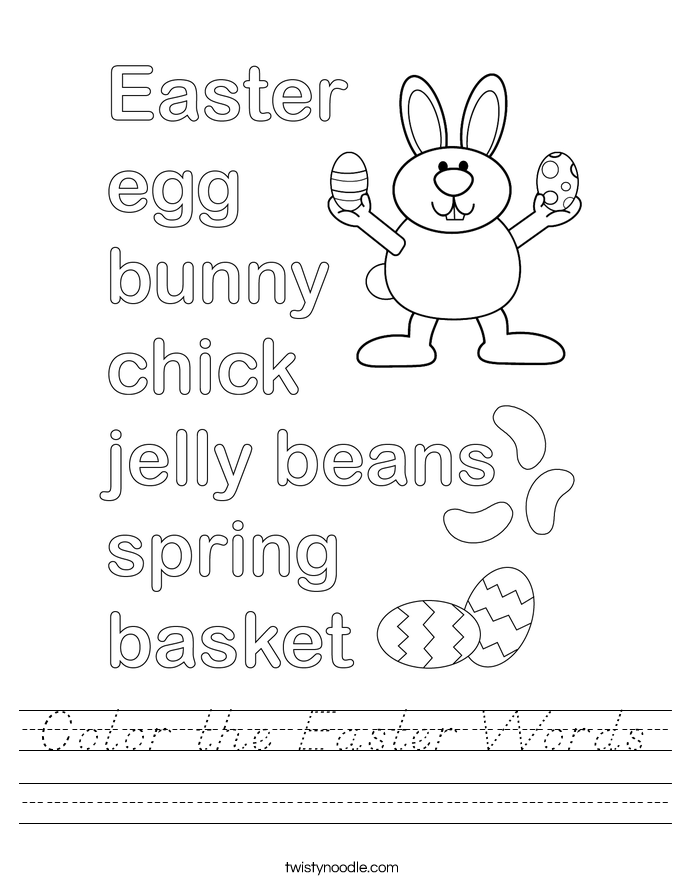 Color the Easter Words Worksheet