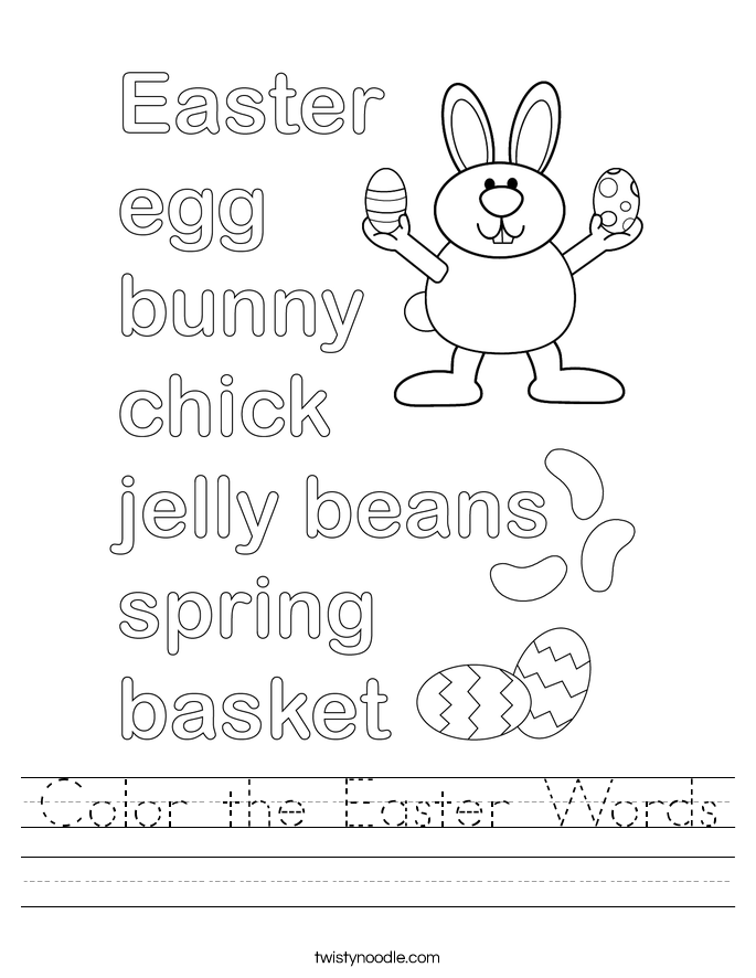 Color the Easter Words Worksheet