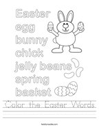 Color the Easter Words Handwriting Sheet