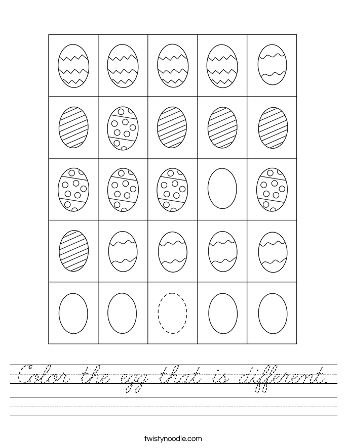 Color the egg that is different. Worksheet