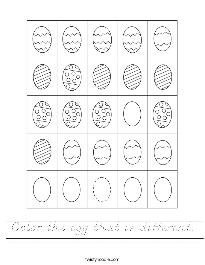 Color the egg that is different. Worksheet