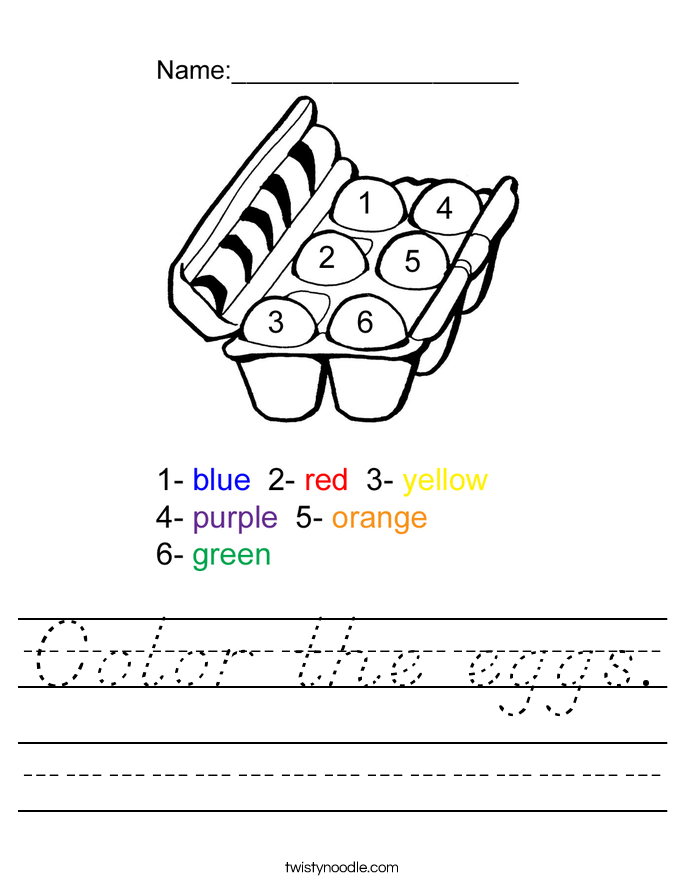 Color the eggs. Worksheet