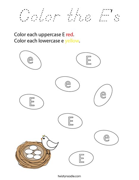 Color the E's Coloring Page