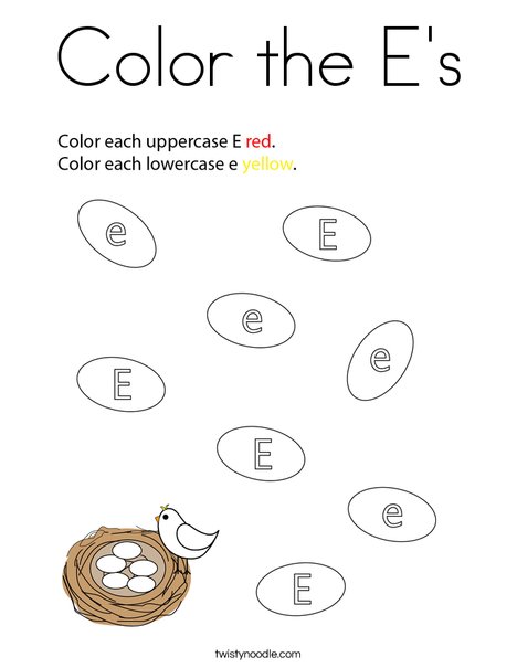 Color the E's Coloring Page