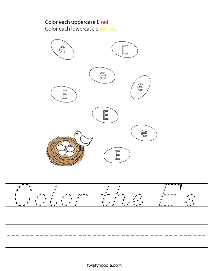 Color the E's Worksheet