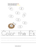 Color the E's Worksheet
