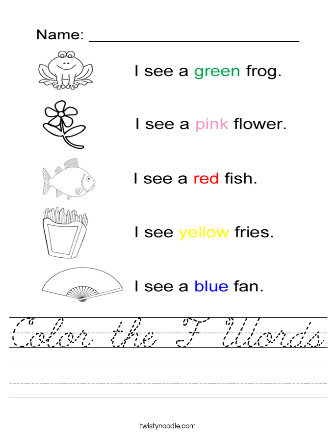 Color the F Words Worksheet