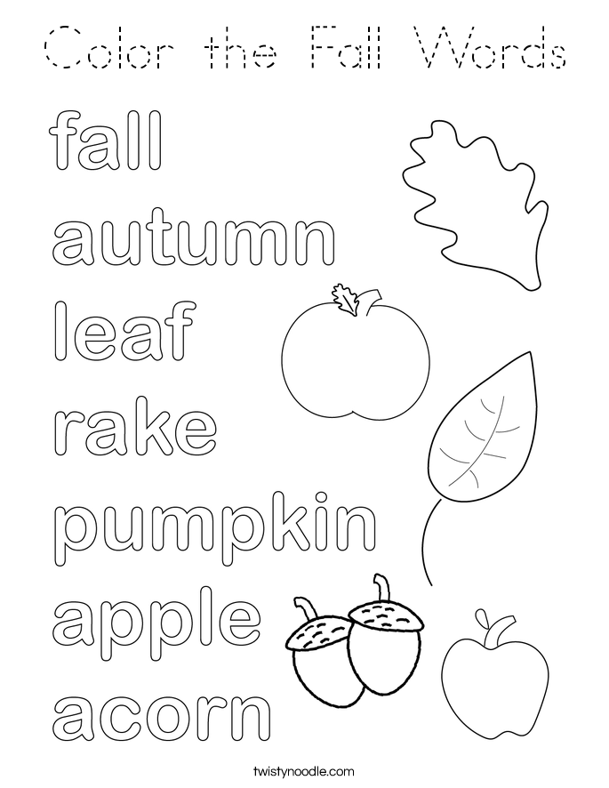 Color the Fall Words Coloring Page