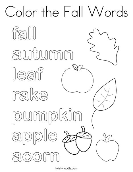 Color the Fall Words Coloring Page