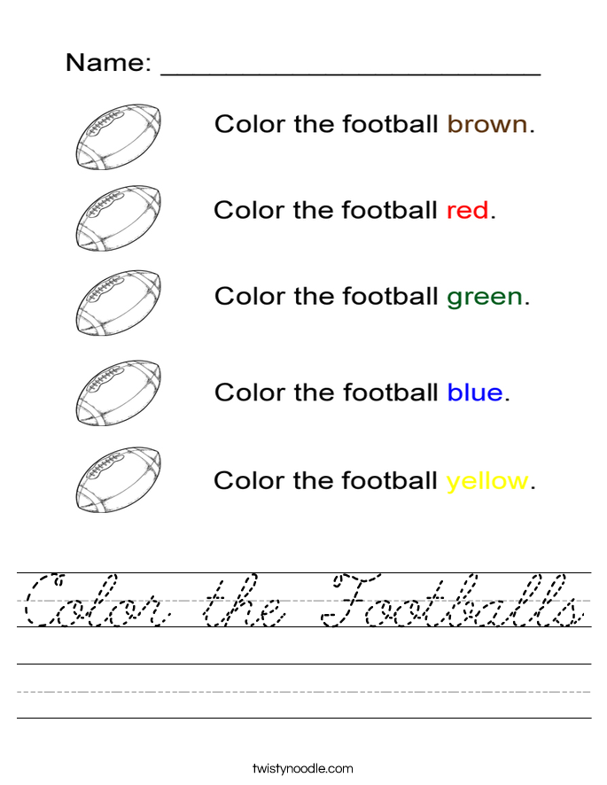 Color the Footballs Worksheet