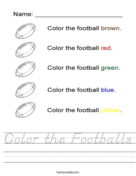 Color the footballs Worksheet