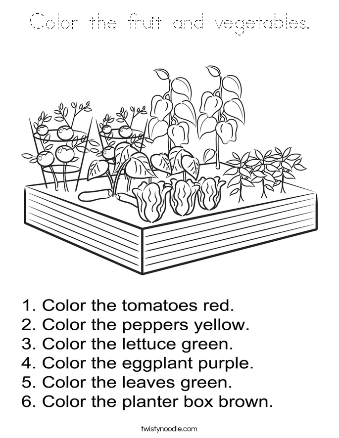 Color the fruit and vegetables. Coloring Page