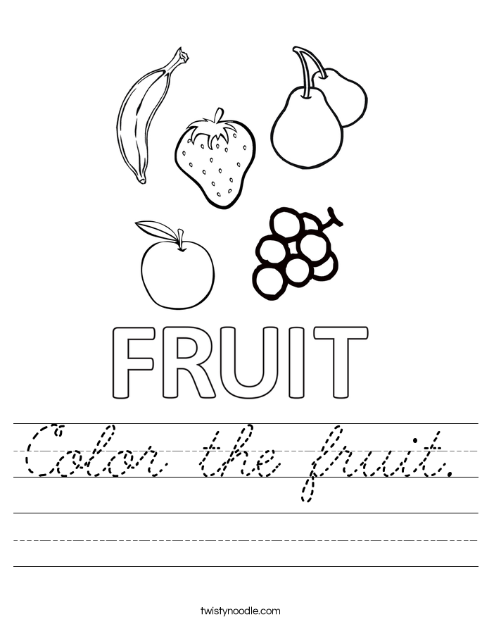 Color the fruit. Worksheet