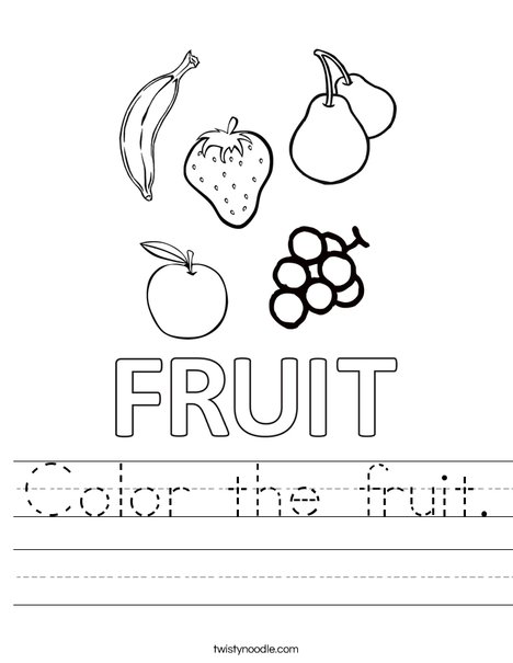 Color the fruits. Worksheet