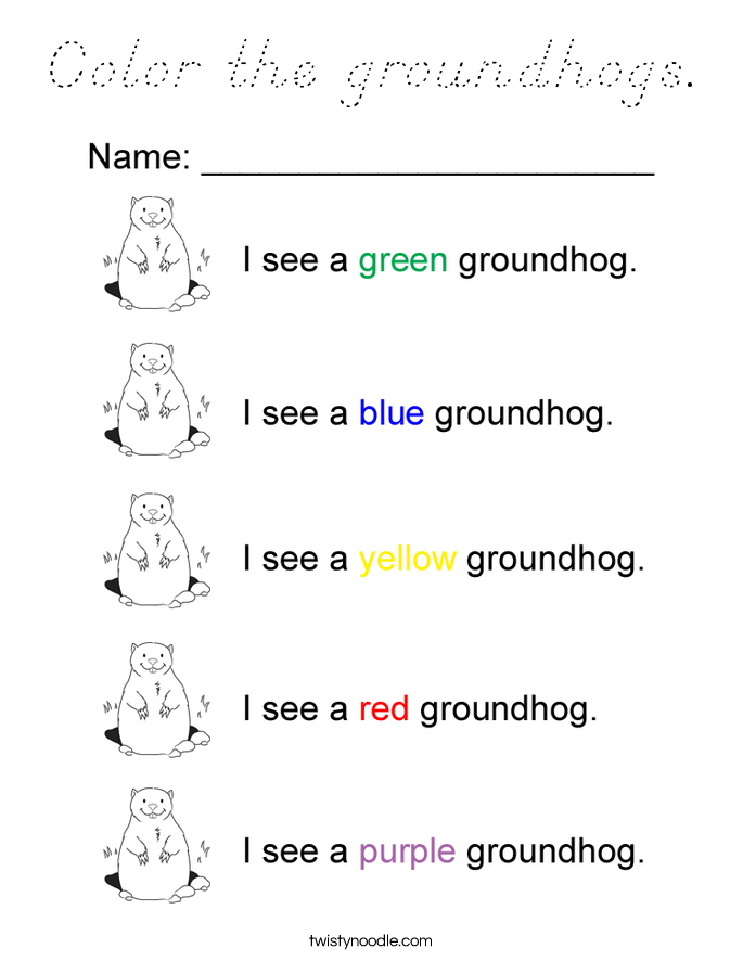 Color the groundhogs. Coloring Page