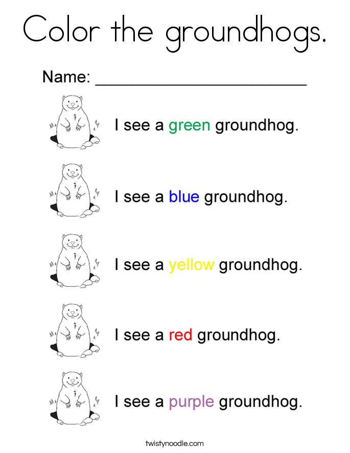 Color the groundhogs. Coloring Page