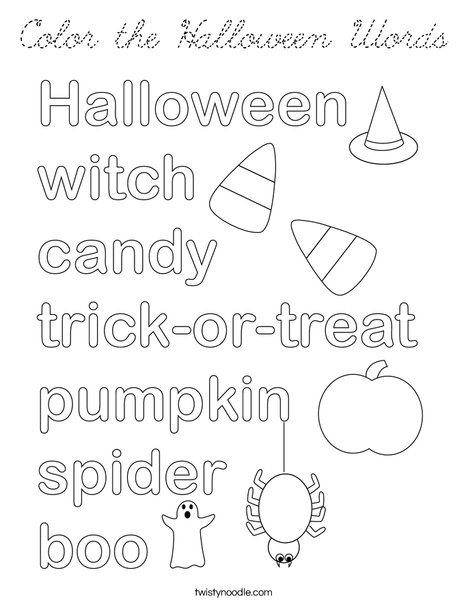 Color the Halloween Words Coloring Page
