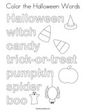 Color the Halloween Words Coloring Page