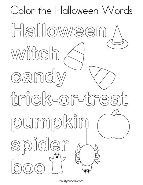 Color The Halloween Words Coloring Page Twisty Noodle Color The Halloween Words Coloring Page Twisty Noodle