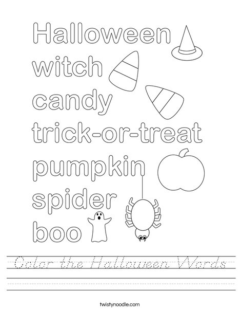Color the Halloween Words Worksheet