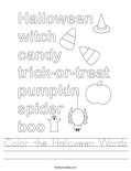 Color the Halloween Words Worksheet