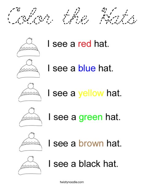 Color the hats Coloring Page